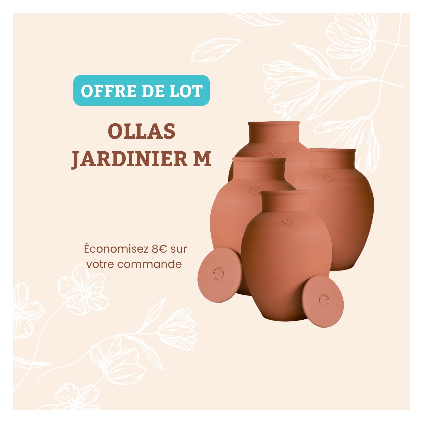 Lot Ollas Jardinier M (2,5L) x4 - Arrosage Autonome et Écologique